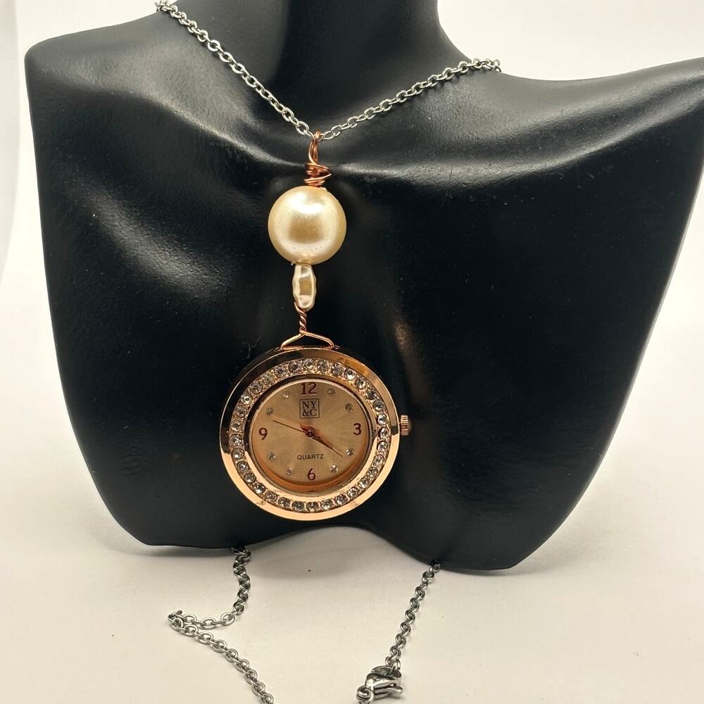 Rose Gold Pearl NY&C Watch Pendant